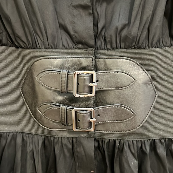 NEW WHBM $180 Elegant Black Midi Dress cap sleeves belted poplin dress size 18 - Picture 10 of 12